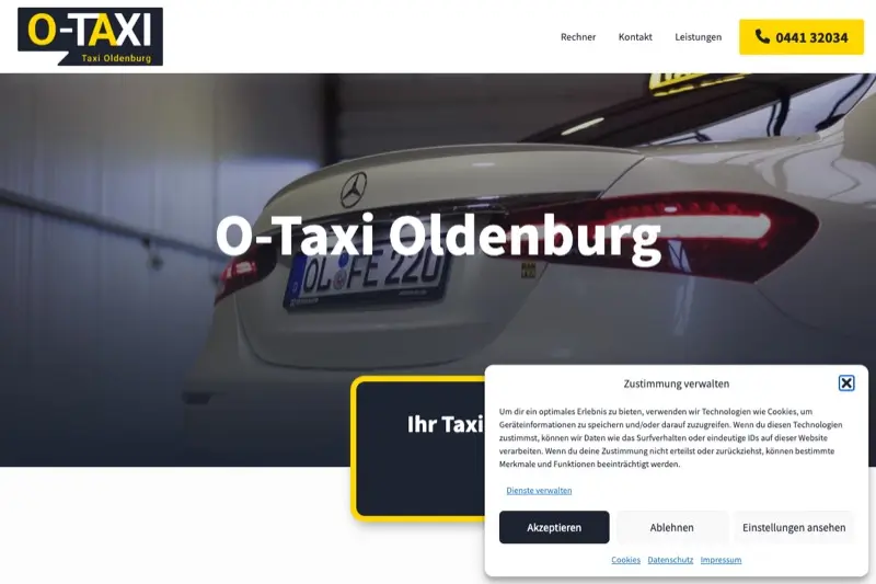 Website von O-Taxi Oldenburg